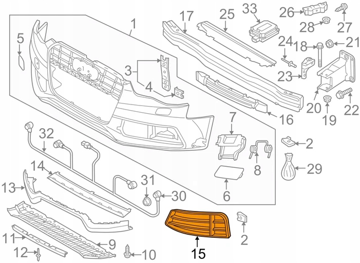 фото №9, Audi rs5 8t бампер передний нижний наружный правый решётка радиатора 8t0807682ft94 oem