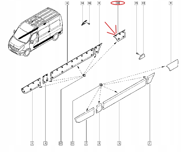 фото №5, Молдинг боковая крыла правая renault master iii оригинальный номер