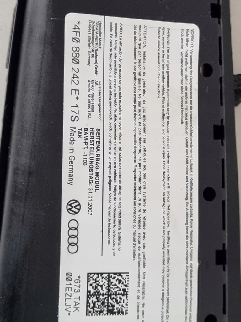 фото №5, Подушка бічна права сидіння пасажира audi a6 c6