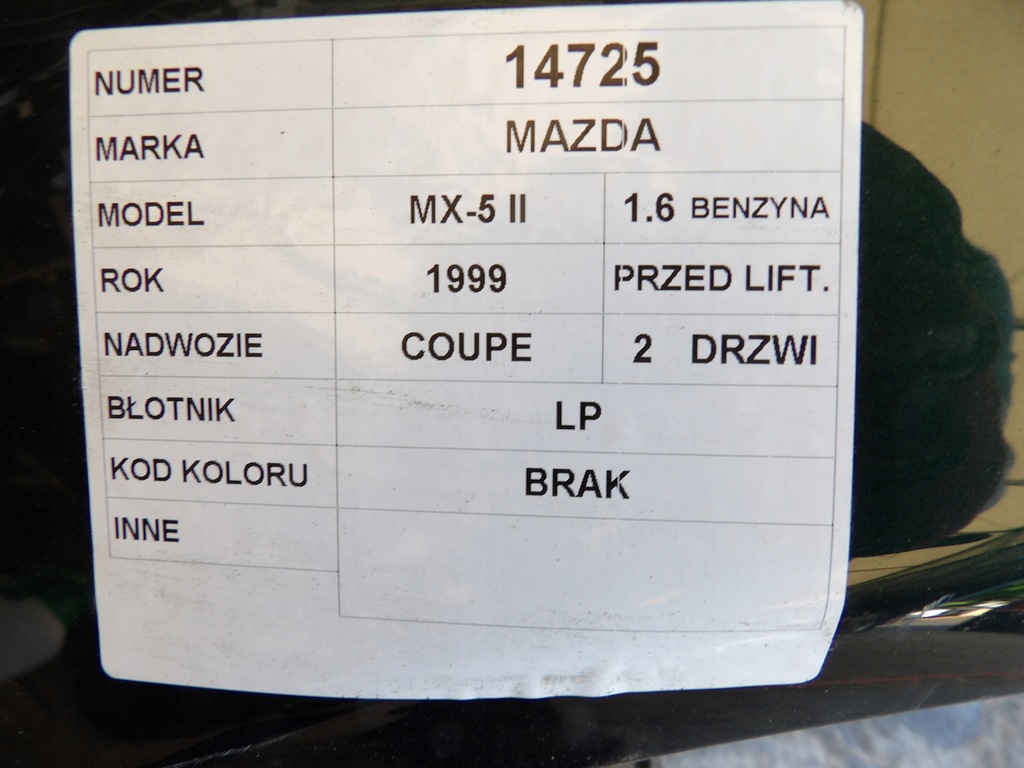 фото №7, Mazda mx-5 ii крила лівий