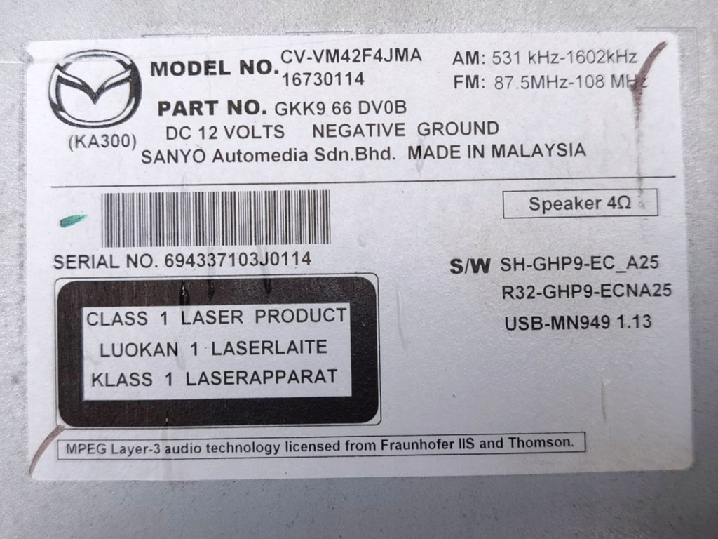 фото №8, Радио автомобильные mazda 6 gj 2014 gkk966dv0b