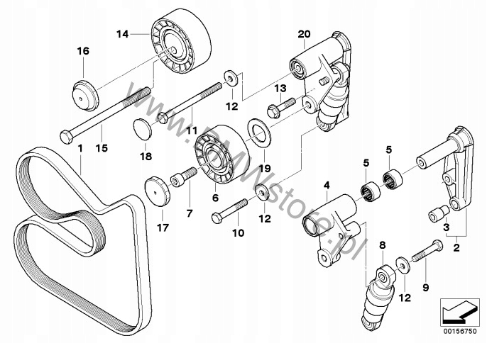 фото №11, Bmw m3 e46 z3 z4m z4 m e85 e86 3.2 s54 натяжитель rygrauliczny ремень s54b32