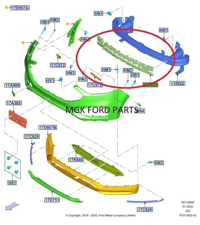 фото №10, Абсорбер бампера перед edge 18 - версія eu _ 2513146 _ kt4b-17e898-je