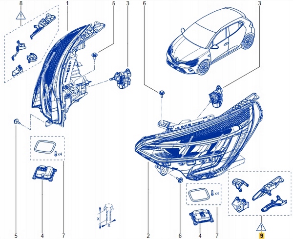 фото №3, Набор ремонтный крепление фара clio v левый