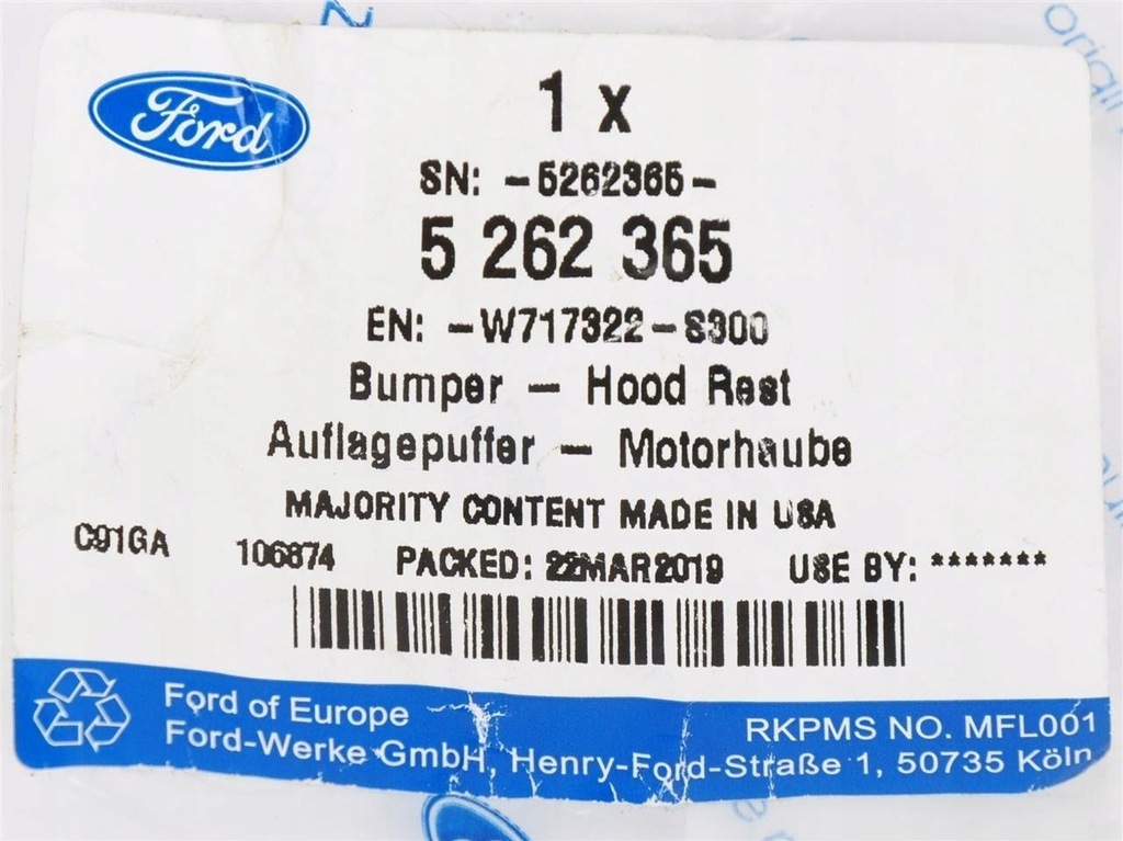 фото №10, Відбійник капот kuga 2013-20 / escape 13-16 usa_ ford оригінальний номер 5262365 _ w717322-s300