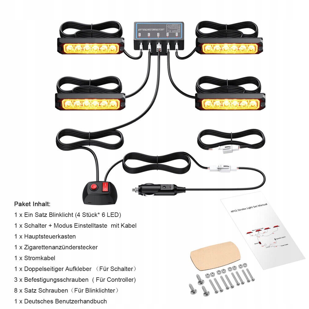 фото №15, 4x лампы предупредительные stroboskopowa лампа led оранжевая pomoc эвакуатор