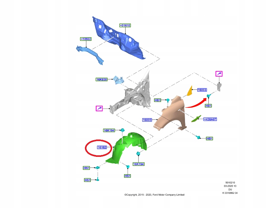 фото №1, Подкрылок левая перед ниша колеса ka + 18- 2408348