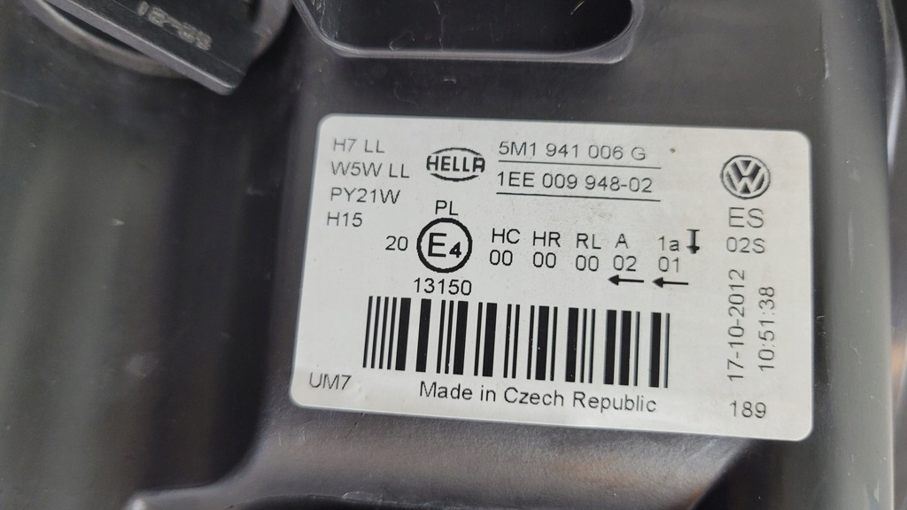 фото №15, Лампа права звичайна vw golf plus 5m1 2009-2012