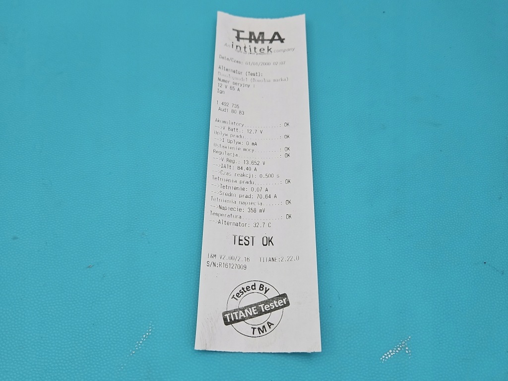 фото №6, Test генератор audi 80 b3 026903015a 1.8 jedn