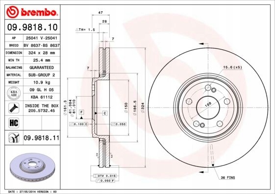 фото №14, Brembo гальмівні диски kpl перед renault espace vel satis