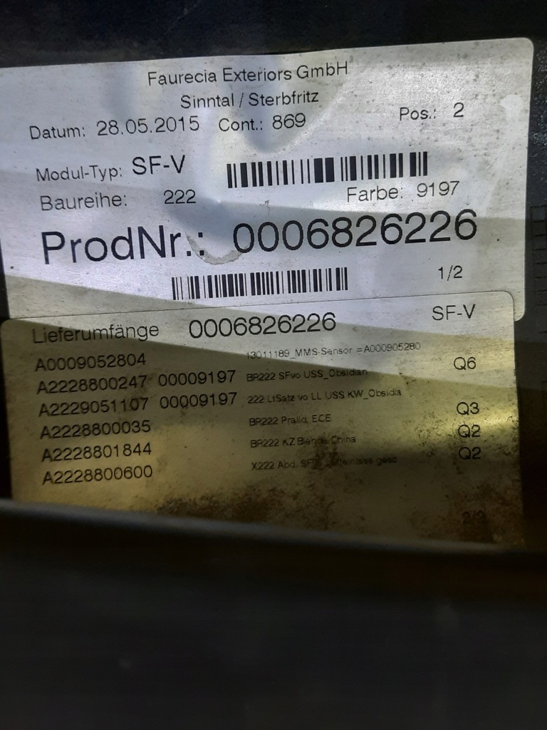 Mercedes w222 maybach бампер перед pdc a2228800147 197 Цена