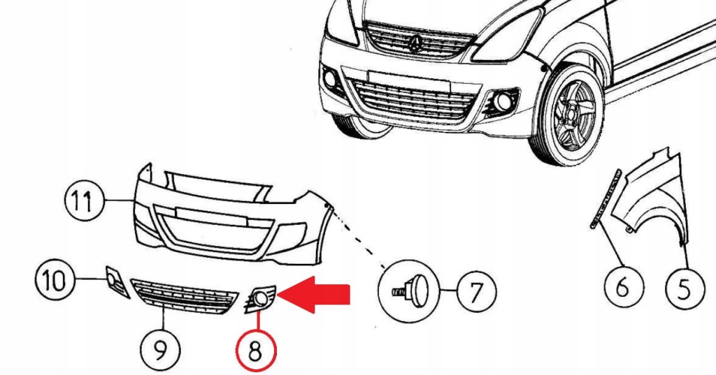 фото №2, Накладка противотуманной фары aixam impulsion city coupe cross с отверстие левая оригинал