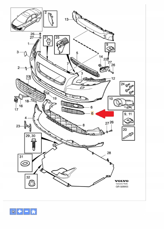 Купить Решётка заглушка бампера перед левая volvo v50 2008- оригинальный номер 30779102