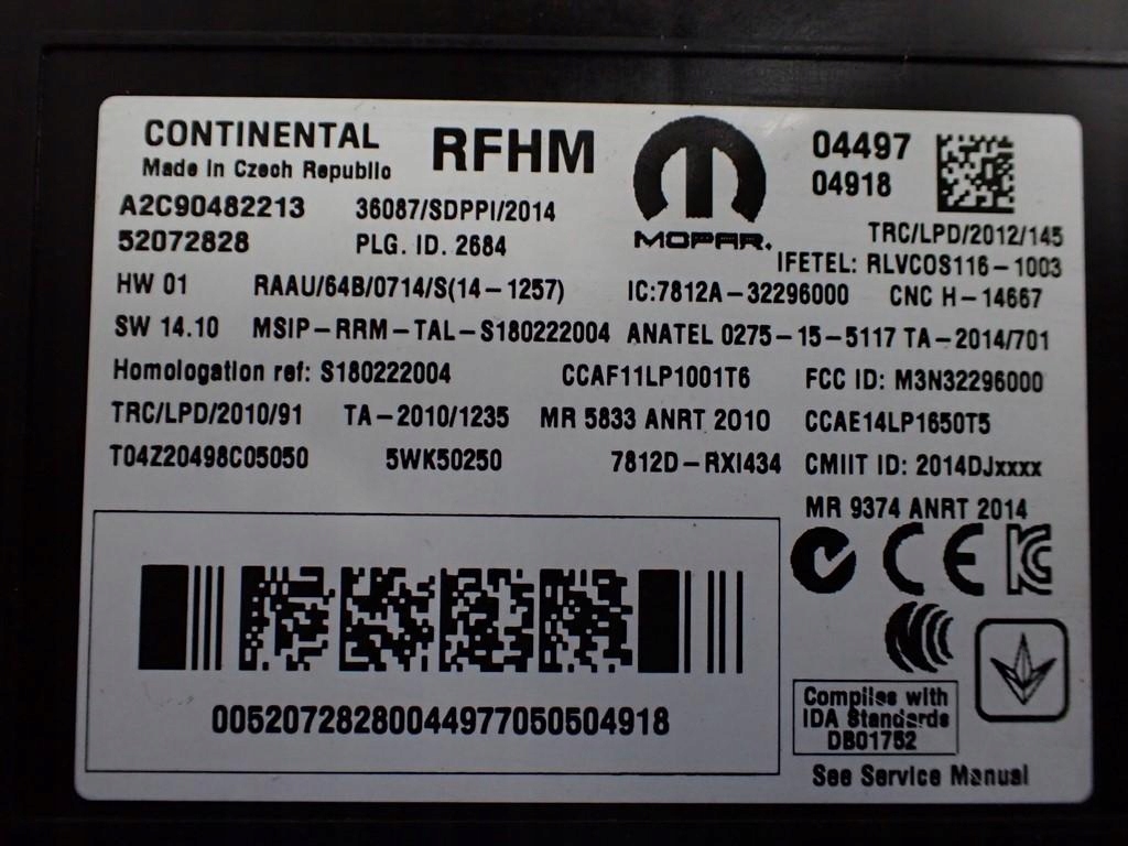 фото №4, Модуль блок управления keyless 52072828 jeep renegade 18r