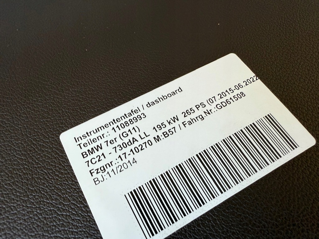 фото №9, Приборная панель консоль подушка безопасности bmw 7 g11 g12 coffee weiss 9388834