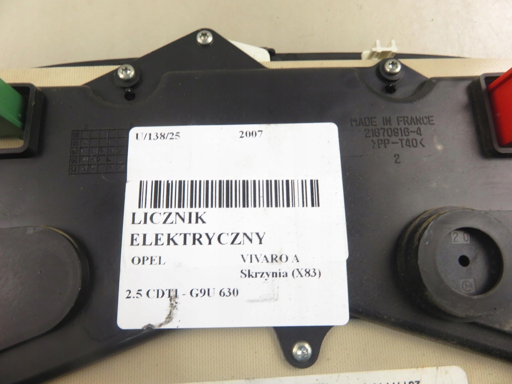 фото №12, Счетчик opel vivaro a 2.5 cdti - g9u 630 p8200283199d