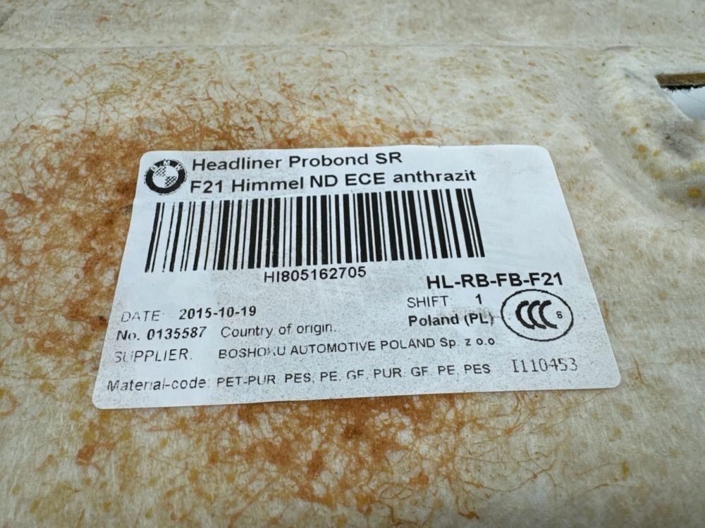 фото №11, Bmw 1 f20 f21 2015 стеля