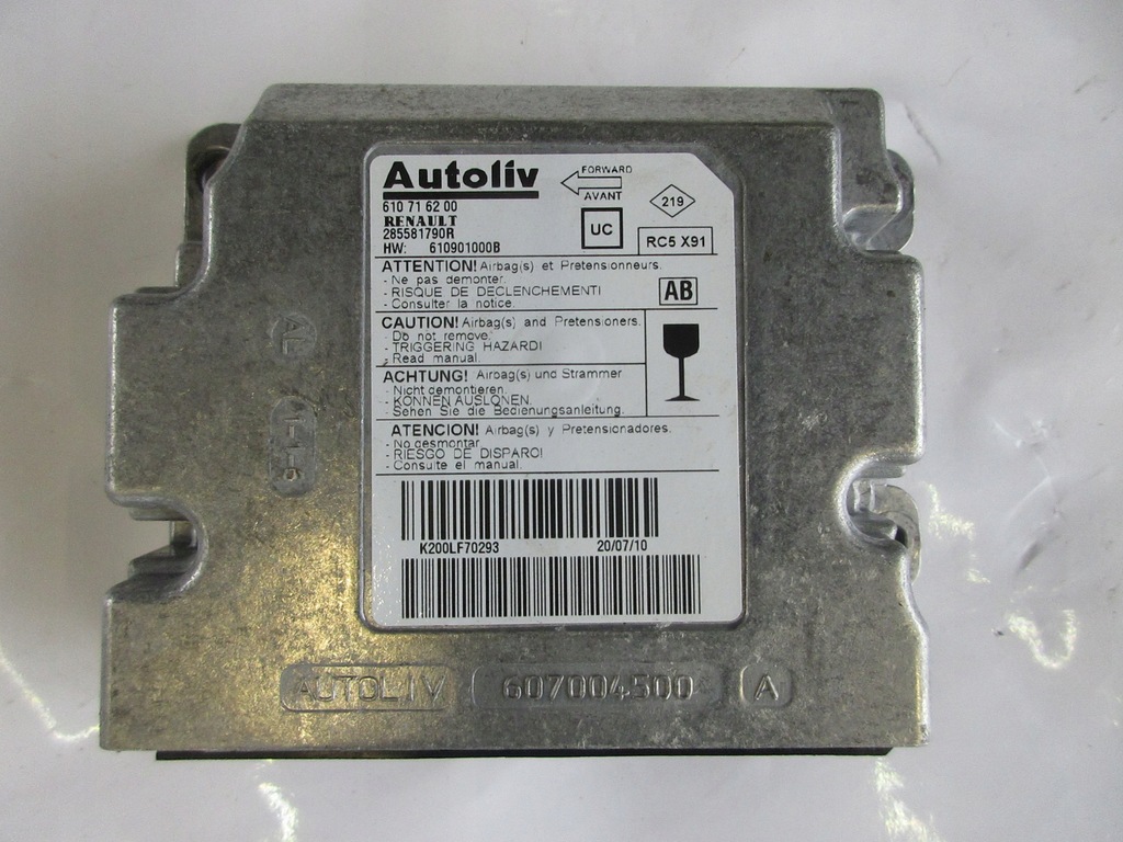 фото №1, Датчик модуль подушек подушка безопасности renault laguna iii 285581790r 610901000b