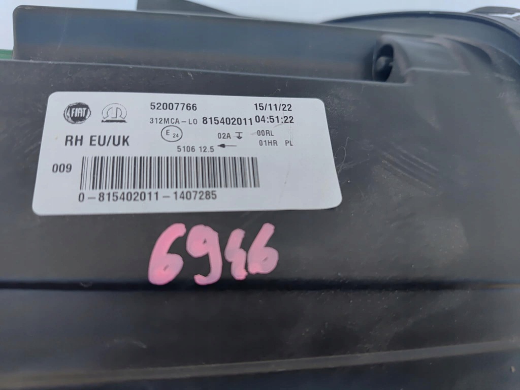 Fiat 500 рестайлинг  противотуманная фара led drl правый 6946 с Разборки