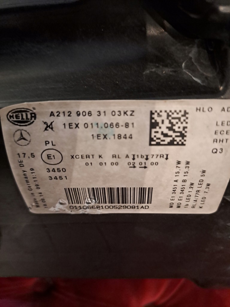 Mercedes e klasa w212 рестайлинг  фара левая перед full led Недорого