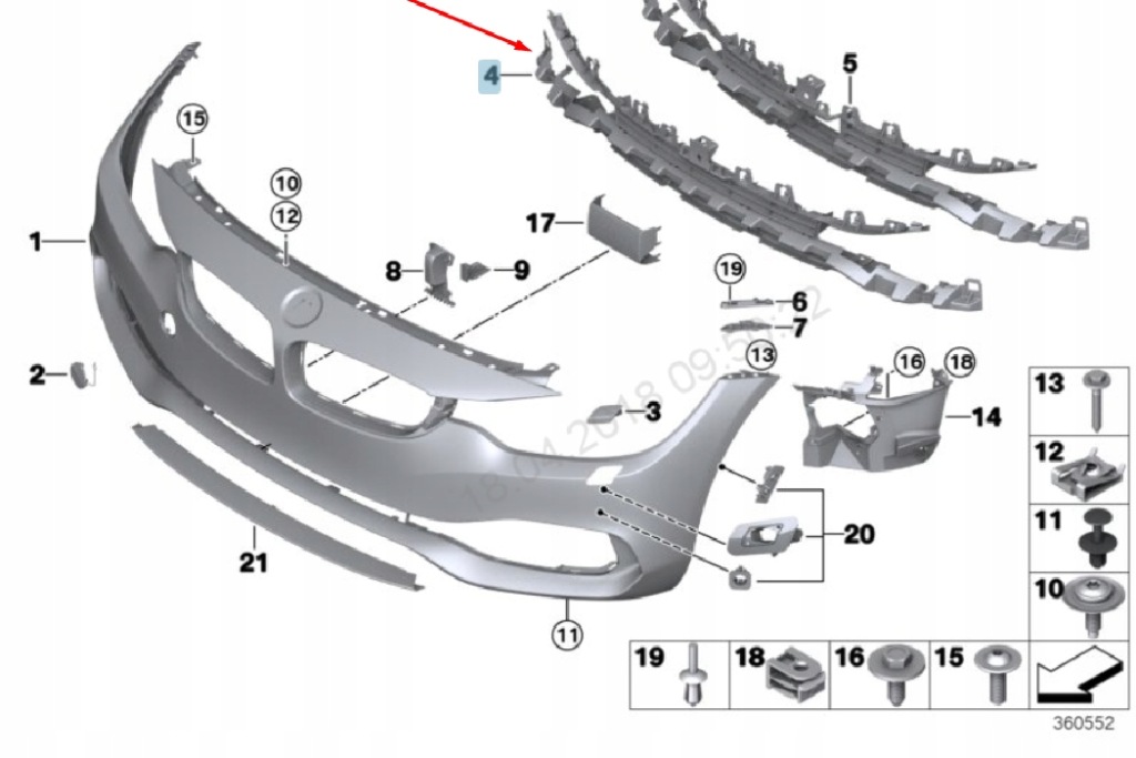 фото №9, Bmw 4 f36 передний бампер средний впуск воздуха накладка 51117294657