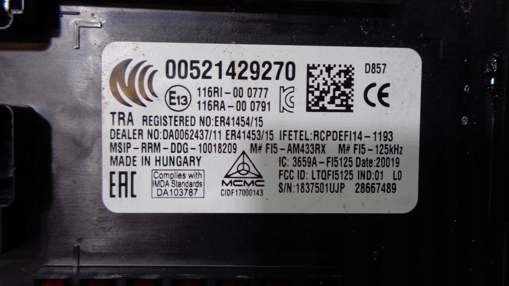 фото №7, Бортовий комп'ютер замок запалювання bsi fiat 500x lift fl 1.0 firefly turbo 2018-