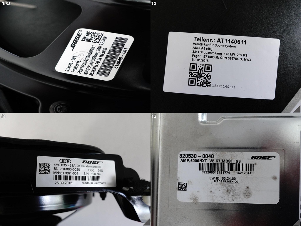 фото №11, Audi a8 s8 4h0 d4 09-17 набор динамиков усилитель аудиосистема bose