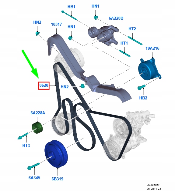 фото №9, Ремінь клиновий ford transit mk3 cc1q-6c301-fa 1750991 оригінальний