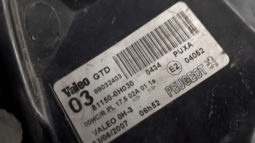 фото №15, 89032403 фара левый перед peugeot 107