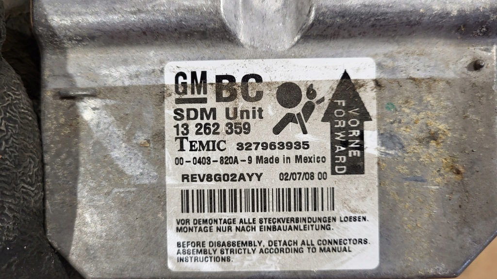 фото №7, Модуль датчик подушок aibag opel corsa d 13262359