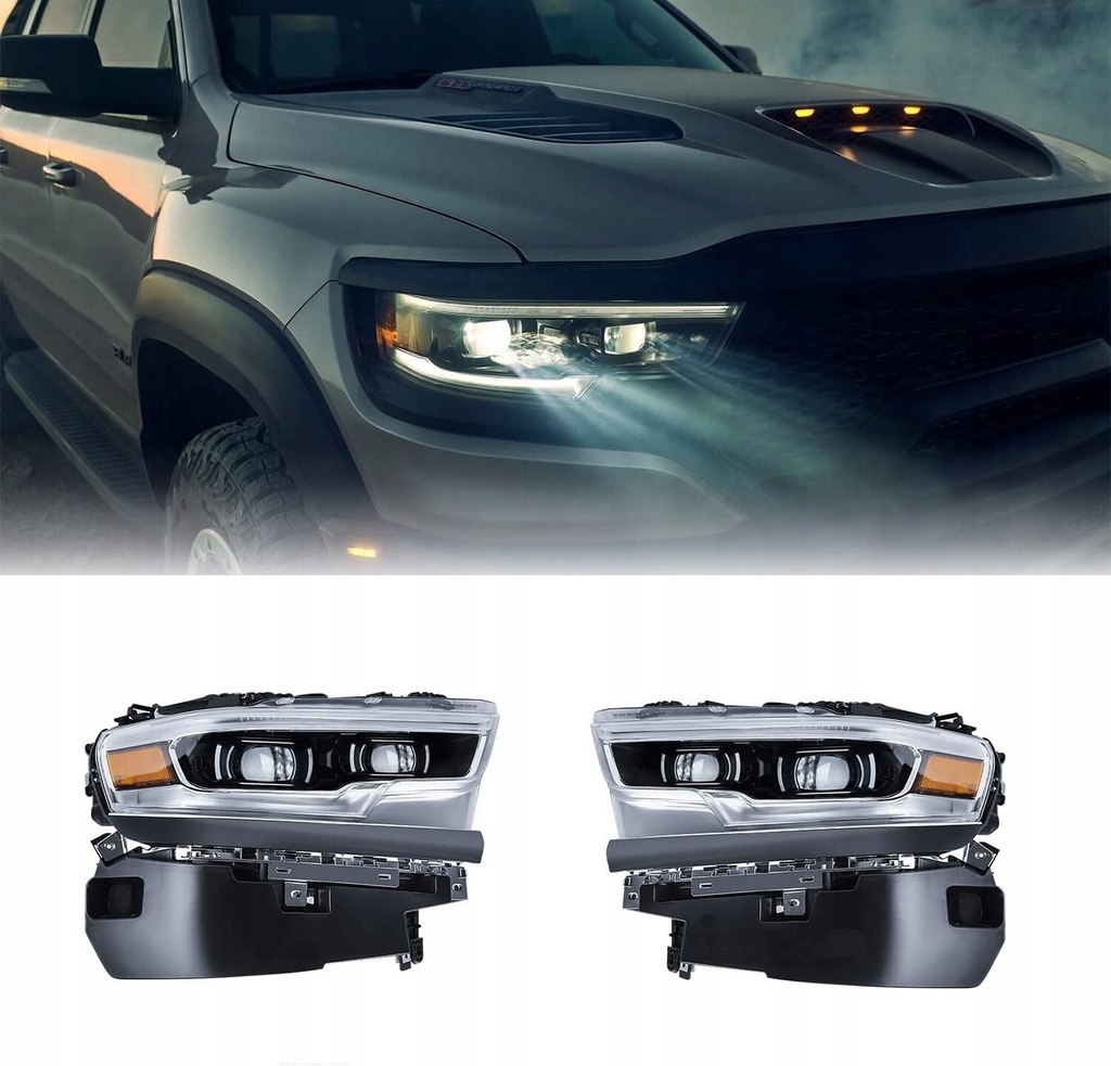 Купить Dodge ram limited 2019- фара led комплект левая + правый  с накладки чёрными