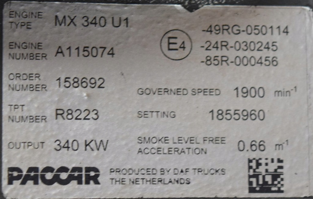 фото №10, Kpl двигун mx 340 u1 daf xf cf105 460 km 2013r e5