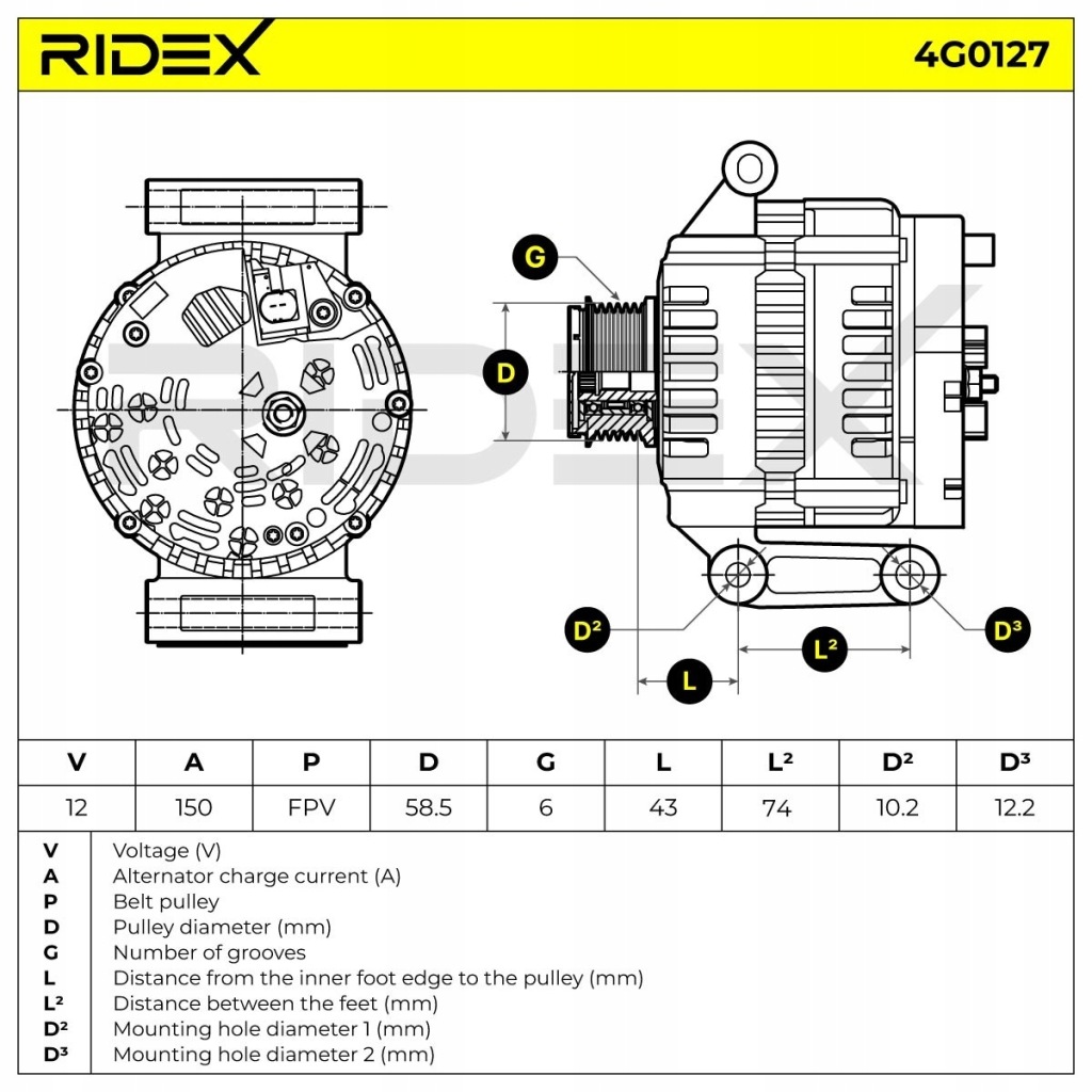 Ridex 4g0127 генератор генератор 150a 12v к ford transit tourneo fb в Украине