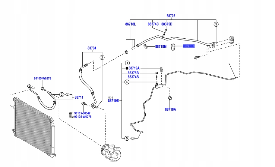фото №1, Lexus es nx camry rav4 кліпса кронштейн кронштейн шланг кондиціонера трубка