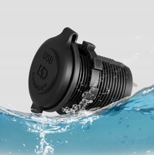 фото №9, Зарядное устройство usb автомобильная pd qc3.0 монтажная 12v 24v ip65 led niebieski