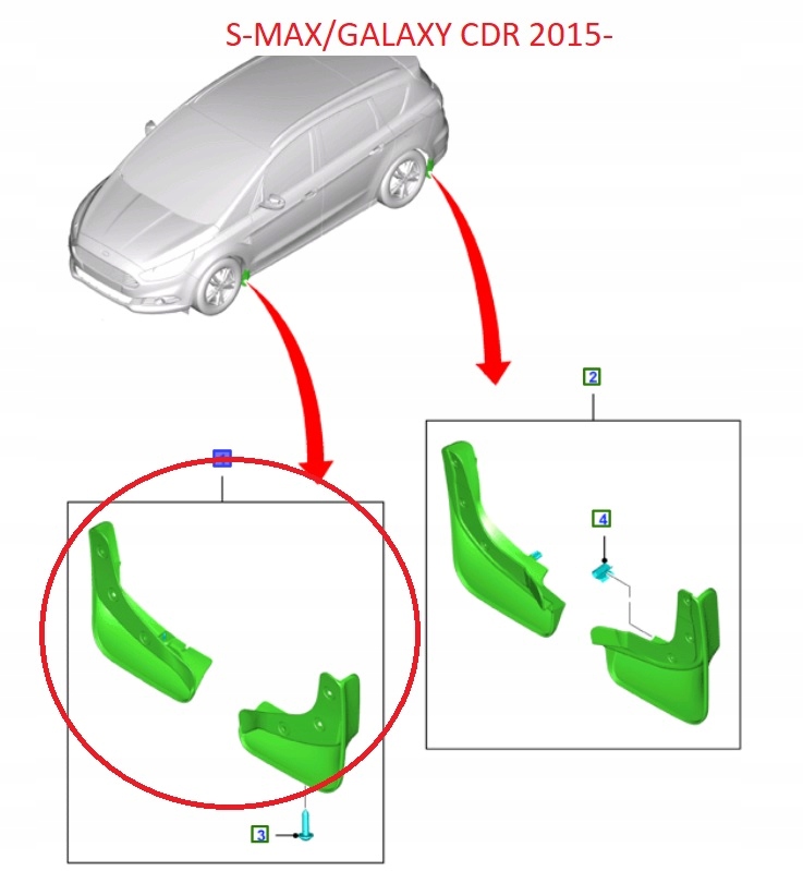 фото №9, Брызговики перед s-max / galaxy 2015- ford оригинальный номер _ 1916715 _ amem2j-16g574-aa
