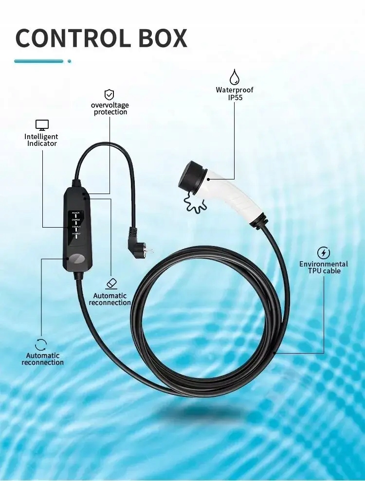 фото №13, Przenośna скло зарядний пристрій ev 16a 3,5 kw ev type1/typ 2 /gbt + сумка безкоштовно