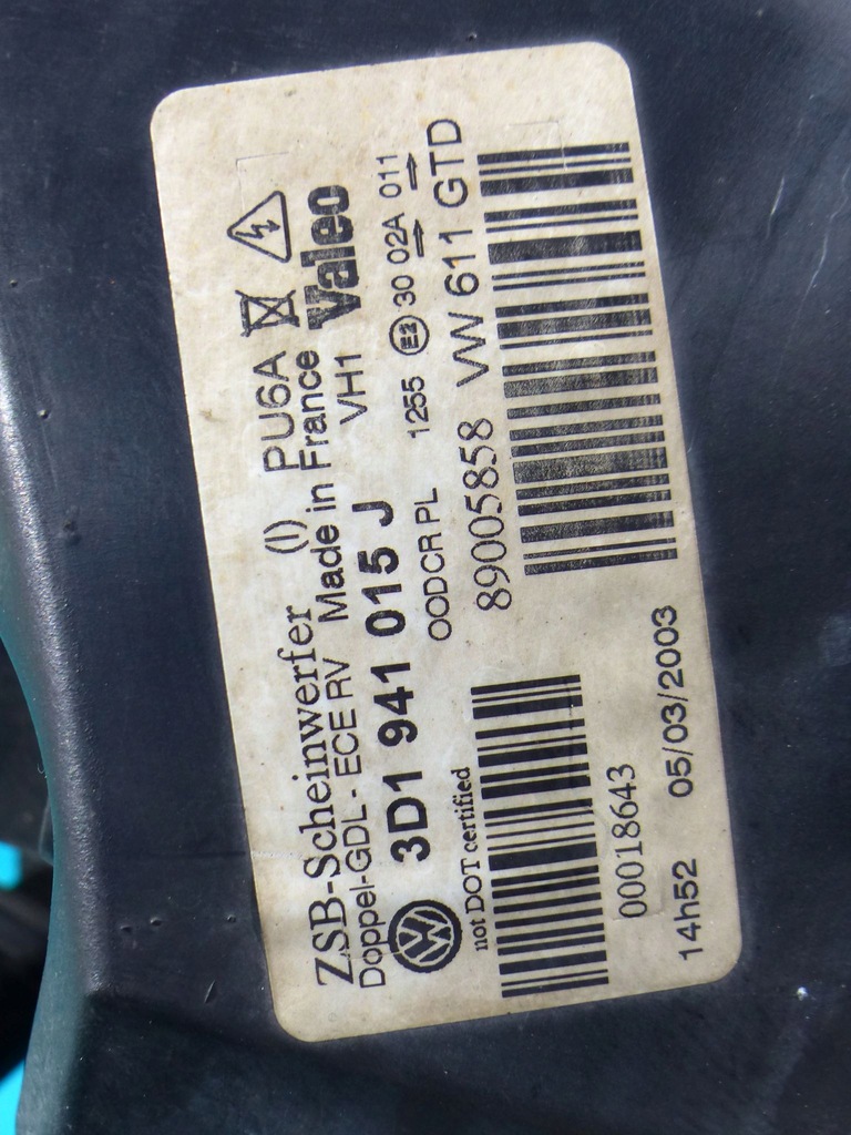 фото №8, Фара левый лампа перед bixenon vw phaeton eu