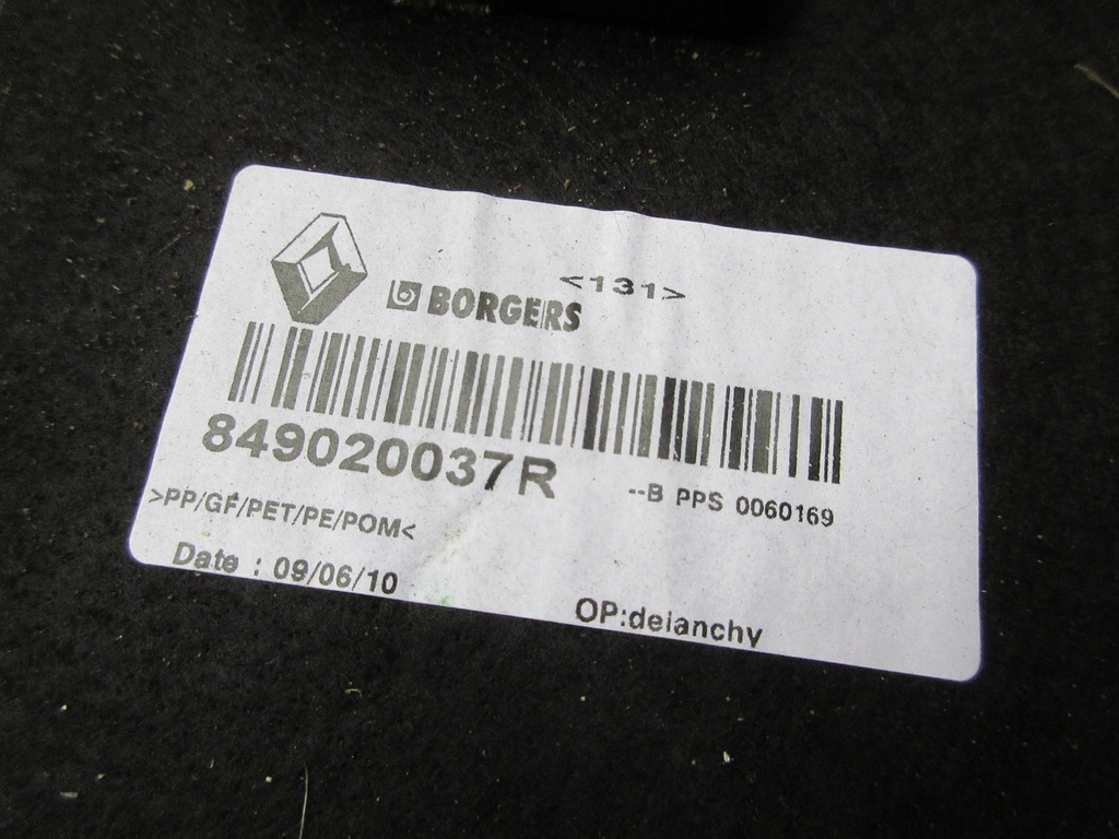 фото №5, Обшивка пол багажника коврик renault laguna iii coupe 849020037r