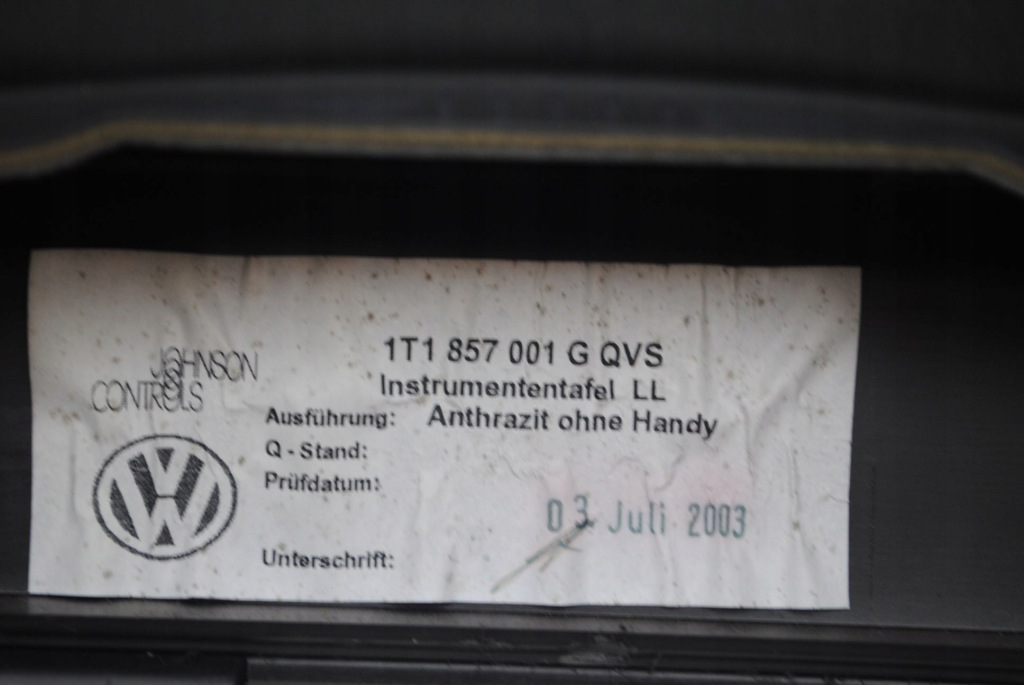 фото №9, Панель приладів приладова консоль 1t1857001g vw touran i