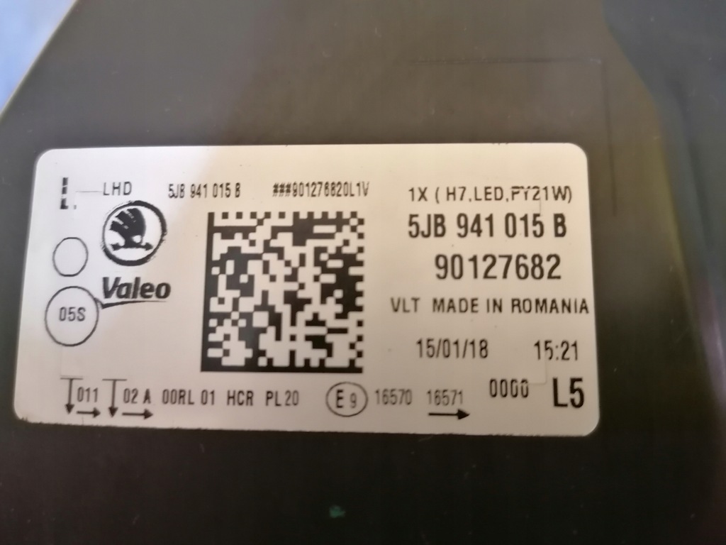 фото №4, Лампа левая фара левый skoda rapid 5j led lift 2016-