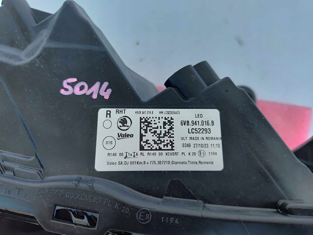 фото №13, Skoda fabia iv лампа правая перед передняя full led nowa оригинальный номер 5014