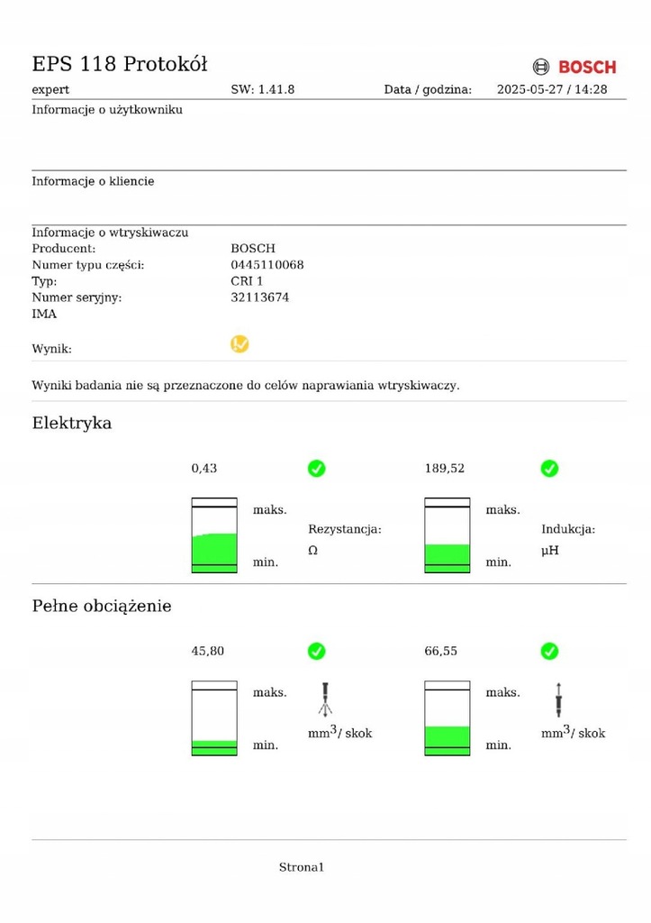 фото №6, Fiat stilo 1.9jtd 115km форсунка bosch 0445110068 test