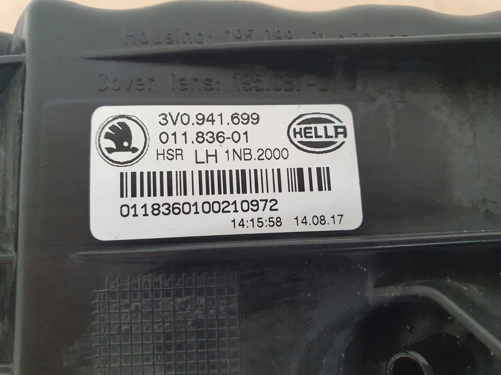 фото №4, Протитуманна фара лівий skoda superb iii oryg