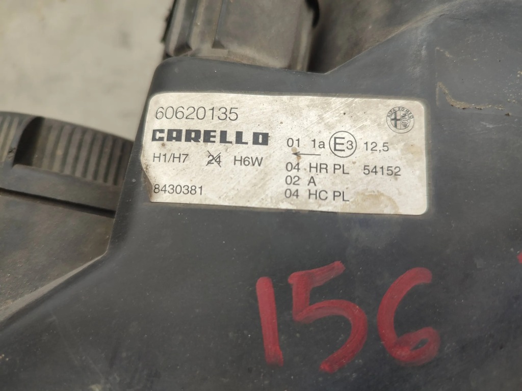 фото №2, Фара лампа лівий перед alfa romeo 156 2000