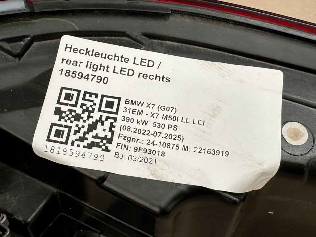 фото №7, Bmw x7 g07 лампы задняя боковой угловые 5a164a7 5a164a8