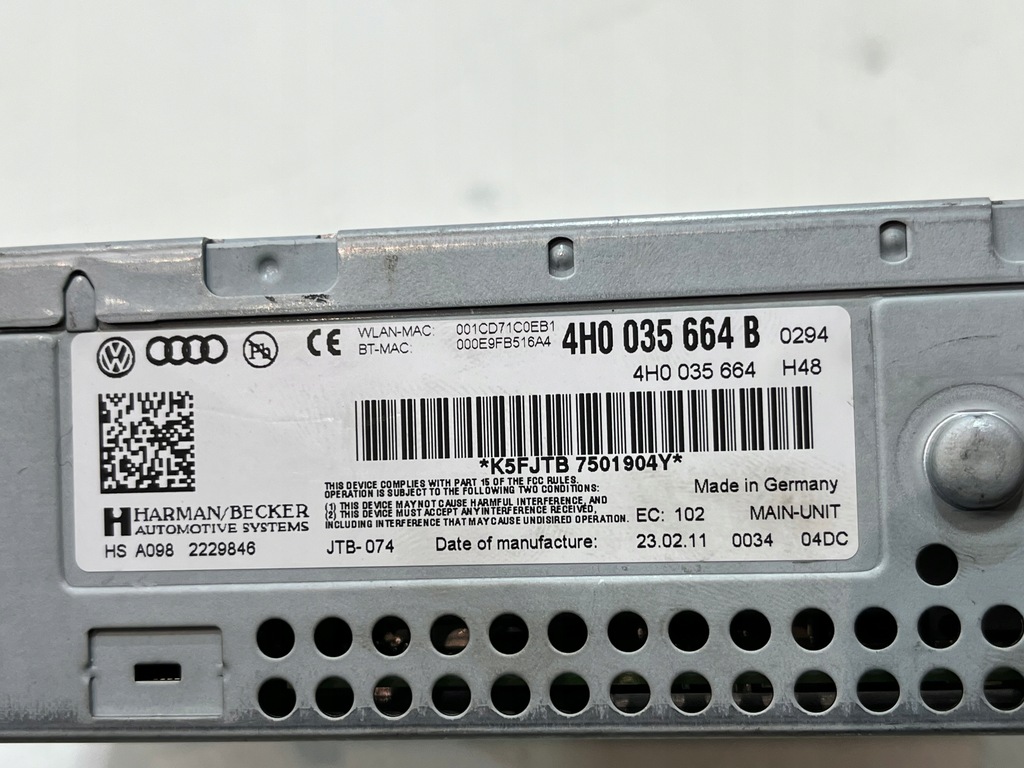 фото №6, Считыватель навигации audi a8 d4 4h0035664b исправный , легальный !