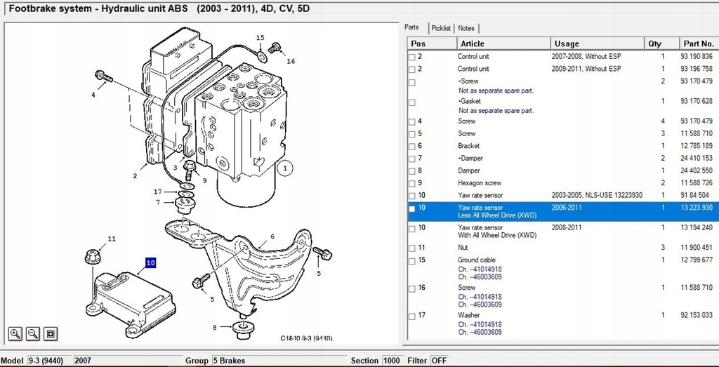 фото №6, Saab 9-3 ver2 2007 датчики esp