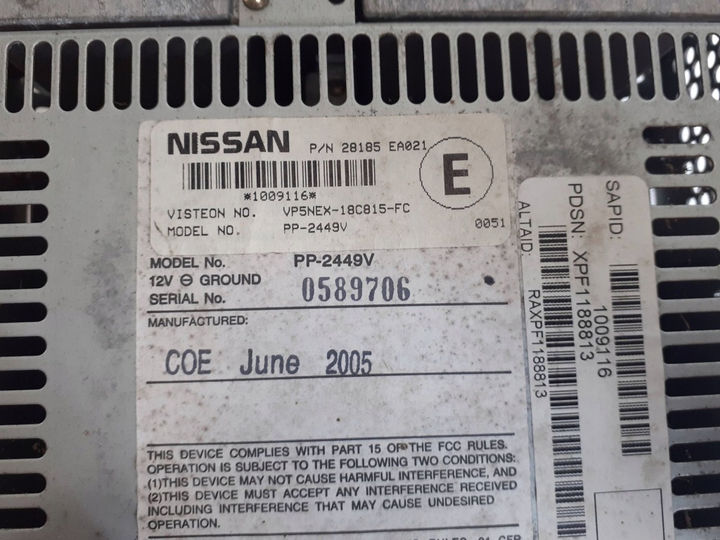 фото №2, Nissan pathfinder r51 2006 панель / радиопроигрыватель cd/dvd/gps 28185 ea021