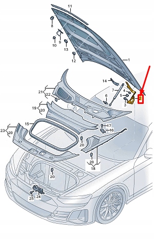 фото №1, Audi e-tron gt передня частина правий bonnet hinge 4j3823296a